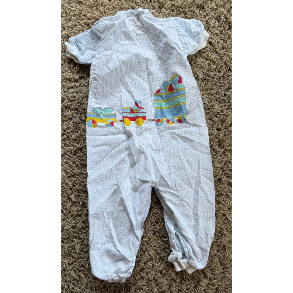 2 Vintage Baby Boy Train Romper Outfit & Health-Tex Overalls 12-18 Months - Picture 11 of 11